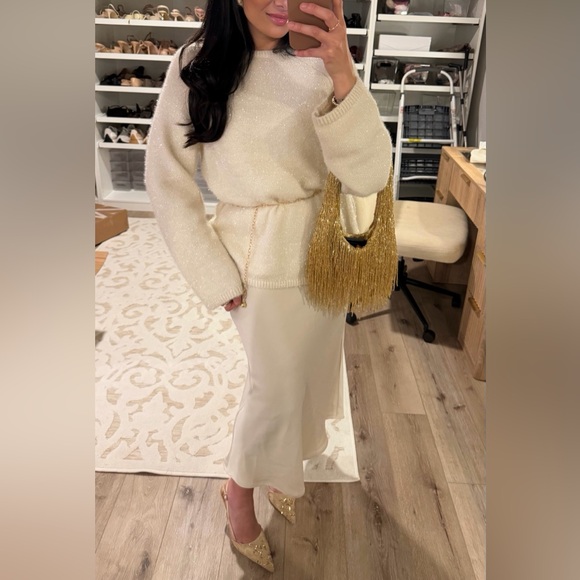 H&M NWT ivory off white sparkly oversized knit sweater - Picture 3 of 5